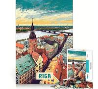 Puzzle de 1000 pièces pour Adolescents,Riga,découpe Lisse,Jouet d'exercice cérébral,activité de détente et d'anniversaire (38x26cm)