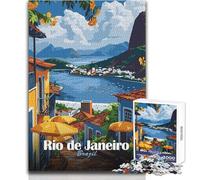 Puzzle de 1000 pièces pour Adolescents - Rio de Janeiro, Brésil - Affiche de Voyage - Jeu éducatif Familial - Stimule la mémoire - Cadeau d'anniversaire - Dimensions 38x26cm
