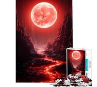 Puzzle de 1000 pièces pour Adolescents Rivière de Lave sous la Lune de Sang Jeu éducatif et Stimulant Cadeau Amusant pour Toute la Famille (38x52cm)
