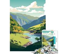 Puzzle de 1000 pièces pour Adolescents Rivière et collines Vertes Jeu addictif pour cultiver la Patience Casse-tête Difficile Cadeau d'anniversaire (Dimensions 38x26cm)