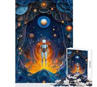 Puzzle de 1000 pièces pour Adolescents Robot explorant Un Monde surréaliste Jeux relaxants pour Toute la Famille décoration intérieure Jouet renforçant l'amour Entre Les Couples (50x75cm)