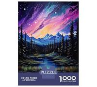 Puzzle De 1000 Pièces pour Adolescents Rocky Mountain Aurora Puzzles pour Adultes Jeux Relaxants Découpe De Précision Cadeaux De Noël Et d'anniversaire 52x38cm/1000pcs