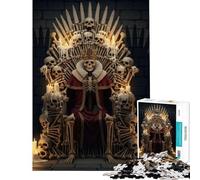 Puzzle de 1000 pièces pour Adolescents Roi Squelette sur trône d'os Jeu éducatif et intellectuel pour Un Anniversaire (38x26cm)