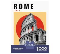 Puzzle De 1000 Pièces pour Adolescents Rome Mid Century Modern Travel Poster Puzzles pour Adolescents - Défi Difficile - Chaque Pièce Est Unique - Jouets Éducatifs 38x26cm/1000pcs