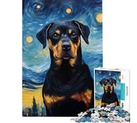 Puzzle de 1000 pièces pour Adolescents Rottweiler Van Gogh Jeu éducatif et ludique d'analyse et de logique Idée Cadeau (Dimensions 38x52cm)
