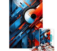 Puzzle de 1000 pièces pour Adolescents Rouge et Bleu Abstrait Moderne Stimulant à compléter pour s'amuser en Famille Jouet Anti-Stress pour Les 14 Ans et Plus (38x26cm)