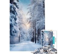 Puzzle de 1000 pièces pour Adolescents Route dans la forêt enneigée Jeu éducatif Difficile et Stimulant idéal comme Cadeau d'anniversaire à partir de 14 Ans (38x52cm)