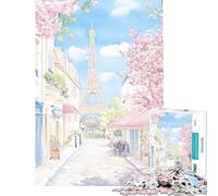 Puzzle de 1000 pièces pour Adolescents Rue Parisienne avec Tour Eiffel Un défi à relever pour Une décoration Parfaite Jeu de détente pour Les 14 Ans et Plus (38x52cm)