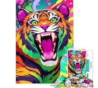 Puzzle de 1000 pièces pour Adolescents Rugissement du Tigre Arc-en-Ciel Stimule Le Cerveau Cadeau d'anniversaire Décoration Murale À partir de 14 Ans (38x52cm)