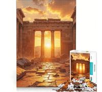 Puzzle de 1000 pièces pour Adolescents Ruines Antiques au Coucher du Soleil, Jeu éducatif, Course de Vitesse Manuelle, défi Unique 38x26cm