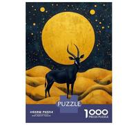 Puzzle De 1000 Pièces pour Adolescents Sable Antelope Under Golden Moon Puzzles pour Adolescents - Défi Difficile - Chaque Pièce Est Unique - Jouets Éducatifs 52x38cm/1000pcs