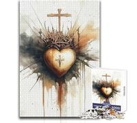 Puzzle de 1000 pièces pour Adolescents - Sacré-Cœur avec Croix - Jeu éducatif, Amusant et Original - Cadeau d'anniversaire - Dimensions:50x75cm