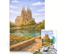Puzzle de 1000 pièces pour Adolescents Sagrada Família, Espagnol, décoration Murale, décoration ou d'anniversaire 38x26cm