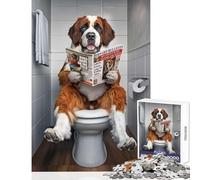 Puzzle de 1000 pièces pour Adolescents Saint-Bernard sur Les Toilettes Décoration intérieure Jouet Cadeau d'anniversaire Jeu Impossible pour Un Anniversaire ou Noël Dimensions 38x26cm