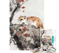Puzzle de 1000 pièces pour Adolescents Sakura Écureuil Sérénité Défi éducatif Décoration Murale Jeux relaxants Convient aux Personnes de 14 Ans et Plus (38x26cm)