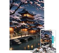 Puzzle de 1000 pièces pour Adolescents Sakura Soirée pluvieuse Jeu éducatif Jouets Jeux éducatifs Cadeau d'anniversaire Modèle à Assembler (Dimensions 50x75cm)