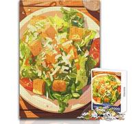 Puzzle de 1000 pièces pour Adolescents - Salade César fraîche sur Table en Bois - Jeu éducatif Familial - Défi Difficile - Cadeau Amusant - Dimensions 38x52cm