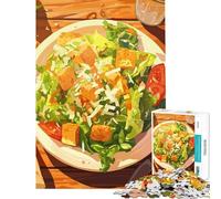 Puzzle de 1000 pièces pour Adolescents Salade César fraîche sur Table en Bois Jeu Manuel éducatif et ludique Cadeau pour Femmes et Hommes décoration intérieure (Dimensions 50x75cm)