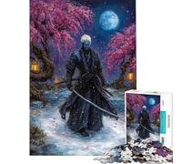 Puzzle de 1000 pièces pour Adolescents Samouraï à la Peau Bleue sous Les cerisiers en Fleurs Jeu de Puzzle pour Adultes et familles Assemblage Stimulant Cadeau (Taille 50x75cm)