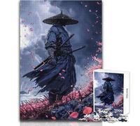 Puzzle de 1000 pièces pour Adolescents:Samouraï dans la tempête et Fleurs de Cerisier Idéal pour se détendre à l'intérieur Découpe de Haute précision Dimensions:50x75cm