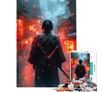 Puzzle de 1000 pièces pour Adolescents Samouraï dans Une Rue Japonaise pluvieuse Difficile et Stimulant Cadeau pour Femmes Jeu Amusant à partir de 14 Ans 38x26cm