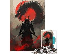 Puzzle de 1000 pièces pour Adolescents Samouraï et Dragon Art numérique Jeu Manuel Apprentissage Jouet éducatif Cadeau de Noël Secret Passe-Temps Pendant Les Vacances à la Maison (Taille 38x26cm)