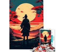 Puzzle de 1000 pièces pour Adolescents Samouraï Japonais au Coucher du Soleil Jeu éducatif et intellectuel Une œuvre d'art (38x26cm)