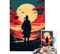 Puzzle de 1000 pièces pour Adolescents Samouraï Japonais au Coucher du Soleil Jeu éducatif et intellectuel Une véritable œuvre d'art (50x75cm)