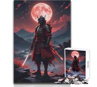Puzzle de 1000 pièces pour Adolescents - Samouraï Lune Rouge - Jeu éducatif Japonais - Découpe de précision - Jouet Anti-Stress - Dimensions:38x52cm