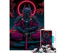 Puzzle de 1000 pièces pour Adolescents Samouraï méditant avec Halo néon Difficile et Stimulant Cadeau pour Femmes Jeu Amusant à partir de 14 Ans 38x52cm