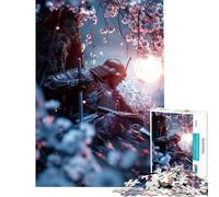 Puzzle de 1000 pièces pour Adolescents Samouraï Shogun sous la Lune activités Amusantes à la Maison décoration et Jeux relaxants pour Les 14 Ans et Plus (38x52cm)