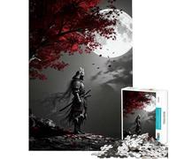 Puzzle de 1000 pièces pour Adolescents Samouraï sous l'arbre au Clair de Lune Jeu Relaxant Jouet intellectuel Cadeau d'anniversaire Une œuvre d'art (Dimensions 38x52cm)