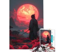 Puzzle de 1000 pièces pour Adolescents Samurai Cherry Moon Jeu Amusant et addictif idéal pour cultiver la Patience Cadeau d'anniversaire pour Toute la Famille (75x50cm)