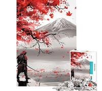 Puzzle de 1000 pièces pour Adolescents Samurai Lake Yamanaka Soleil Rouge Puzzles pour Adultes Jeu Familial décoration intérieure Cadeau d'anniversaire et Cadeau Unique (Taille 38x52cm)