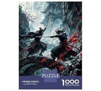 Puzzle De 1000 Pièces pour Adolescents Samurai Sword Battle Epic Fantasy Artwork Puzzle pour Adultes Jouet Décoration Murale Cadeaux pour Femmes Interaction Parent-Enfant 52x38cm/1000pcs