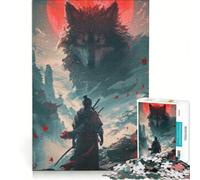 Puzzle de 1000 pièces pour Adolescents Samurai Wolf Moon Red Jeux Amusants entraînez Votre Cerveau et Vos Mains améliorez l'amour Entre Les Couples 38x52cm