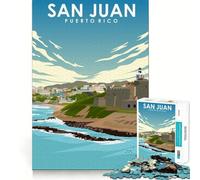 Puzzle de 1000 pièces pour Adolescents,San Juan,Porto Rico,Affiche de Voyage,Art aux Bords précis,activité intellectuelle,Jeu de détente,Cadeau d'anniversaire Artistique (38x26cm)