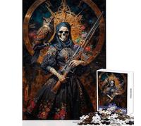 Puzzle de 1000 pièces pour Adolescents Santa Muerte avec Hibou et Fusil Jeu Impossible défi Difficile décoration intérieure Jouet Stimulant à compléter (50x75cm)
