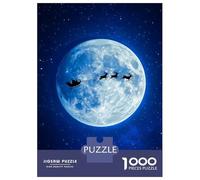 Puzzle De 1000 Pièces pour Adolescents Santas Sleigh on Christmas Eve Puzzle Adulte Jeux De Famille Une Œuvre d'art Cadeaux Uniques d'anniversaire Et De Noël 38x26cm/1000pcs