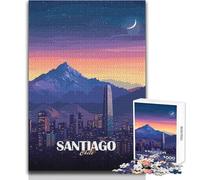 Puzzle de 1000 pièces pour Adolescents - Santiago du Chili, Paysage Urbain Nocturne - Idéal pour des soirées Jeux en Famille, Analyse et logique - Cadeau d'anniversaire - Dimensions 38x26cm