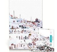 Puzzle de 1000 pièces pour Adolescents, Santorin, Grèce, Village, découpe Nette, Jeu cognitif, Cadeau pour des Moments de Calme, décoration de Noël (38x26cm)