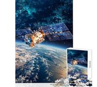 Puzzle de 1000 pièces pour Adolescents Satellite en orbite Autour de la Terre dans l'espace décoration Artistique Jouet idée Cadeau Jeu Relaxant liste de souhaits avec Le Père Noël Dimensions 50x75cm