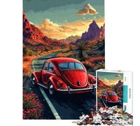Puzzle de 1000 pièces pour Adolescents Scarabée Rouge sur Une Route désertique Jeu de réflexion pour Adultes Amusant et Humoristique Difficile et Stimulant (38x26cm)