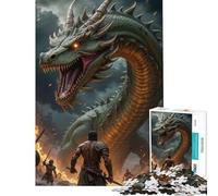 Puzzle de 1000 pièces pour adolescents Scène de bataille fantastique avec des dragons et des guerriers Activités amusantes à la maison Jeu éducatif d'assemblage de motifs pour les 14 ans Jeu de puzzle