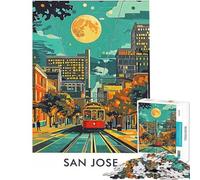 Puzzle de 1000 pièces pour Adolescents Scène de Nuit à San José Puzzle à Monter soi-même Jouet pour Adolescents Idéal pour Passer Le Temps à la Maison Interaction Parent-Enfant (Taille 38x26cm)