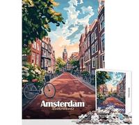 Puzzle de 1000 pièces pour Adolescents scène de Rue à Amsterdam Jeu Familial Cadeau et Jouet idéal pour Les activités en Famille (38x52cm)