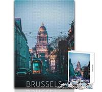 Puzzle de 1000 pièces pour Adolescents - Scène de Rue à Bruxelles - Jeu de Puzzle Unique et Stimulant pour Un Anniversaire - Dimensions 38x52cm