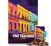 Puzzle de 1000 pièces pour Adolescents Scène de Rue de la Vieille Havane,Cuba Découpe Lisse Jeu d'exercice cérébral Activité de détente et d'anniversaire (50x75cm)