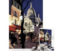 Puzzle de 1000 pièces pour Adolescents scène de Rue de Montmartre la Nuit Jeu Amusant décoration d'intérieur Jouet éducatif Cadeau d'anniversaire ou de Voyage (75x50cm)