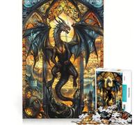 Puzzle de 1000 pièces pour Adolescents, scène de vitrail de cathédrale, Jeu Manuel, idéal pour s'occuper Pendant Les Vacances, avec Poster et fiche de Questions-réponses Assortis 38x26cm